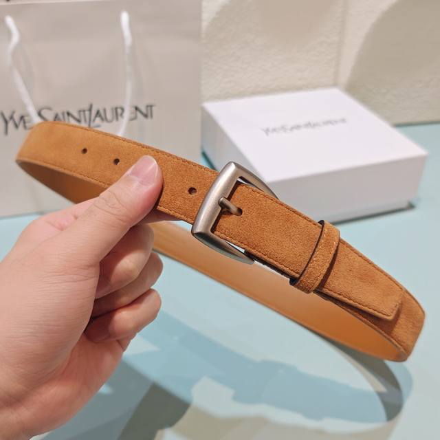3.0Cm Saint Laurent belt, suede, top-grain cowhide, length: 75.80.85.90.95.100.1 3.0Cm Saint Laurent belt, suede, top-grain cowhide, length: 75.80.85.90.95.100.1