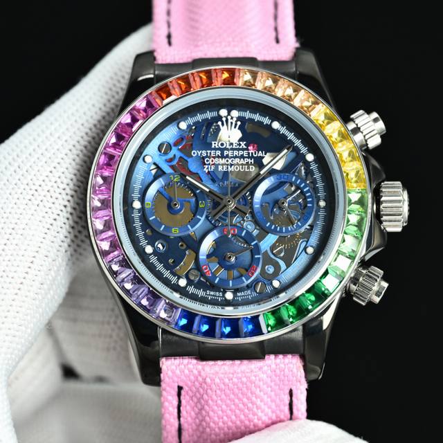 独特款 劳力士 Rolex X43 迪通拿镂空系列 316L精钢表壳 尺寸43Mm 矿物质镀膜玻璃耐磨 超强夜光 日本多功能计时石英机芯 进口橡胶表带 原装扣