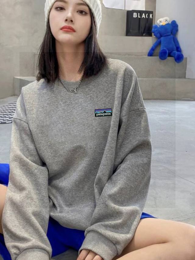 High-Quality Fleece-Lined Patagonia Baseball Collaboration Printed Couple Sweats
