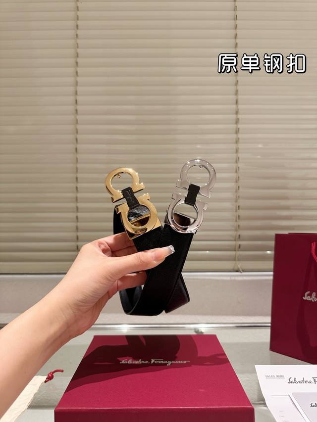 Steel Buckle High-Quality Version! Ferragamo Leather Belt - The most popular ver