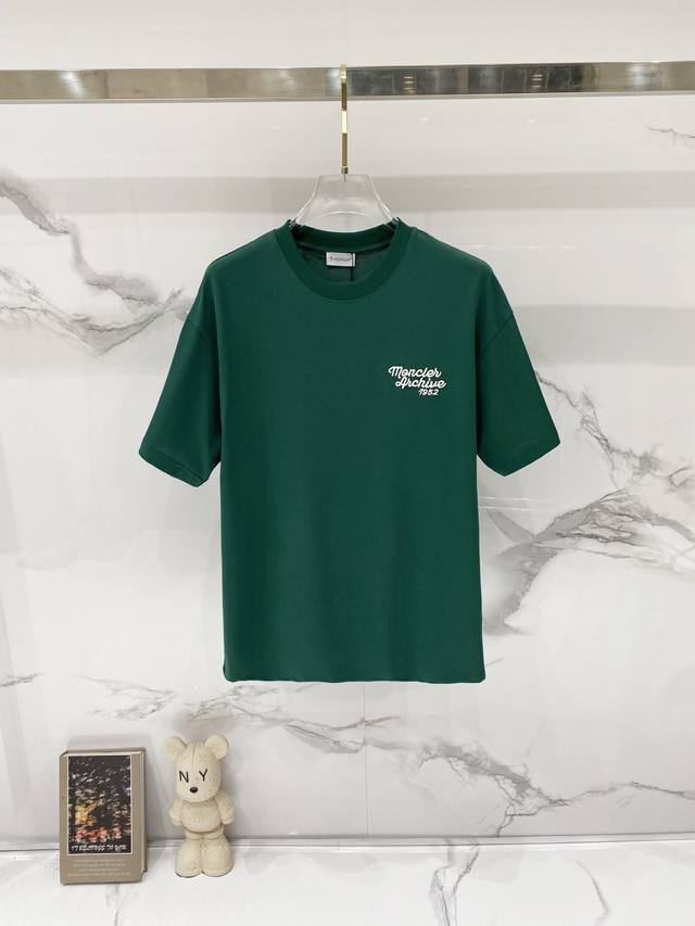 Moncler - 260g 100% Cotton Crew Neck T-Shirt 3D Embroidered Chest Logo and Arm P Moncler - 260g 100% Cotton Crew Neck T-Shirt 3D Embroidered Chest Logo and Arm P