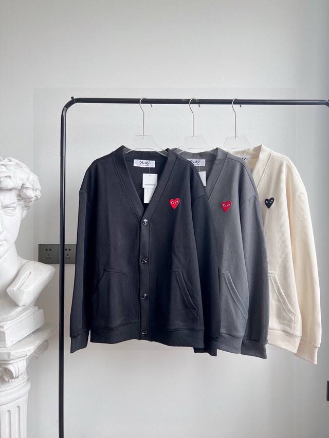Cdg Chuanjiu Baoling Play brand store same style heart embroidered V-neck knitte