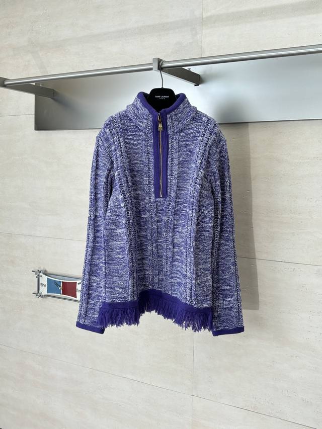 少量现货 1V 路易 Ss26 春夏新款 条纹拼纱半拉链流苏针织毛衣 Size:S M L Xl 少量现货 1V 路易 Ss26 春夏新款 条纹拼纱半拉链流苏针织毛衣 Size:S M L Xl