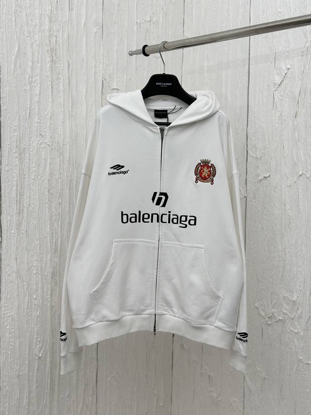 特价 特价商品售出不退不换 Balenciag* Blcg巴黎 24新品paris Soccer Hoodie中号版型拉链连帽卫衣 清仓库存：S11 M4 L1