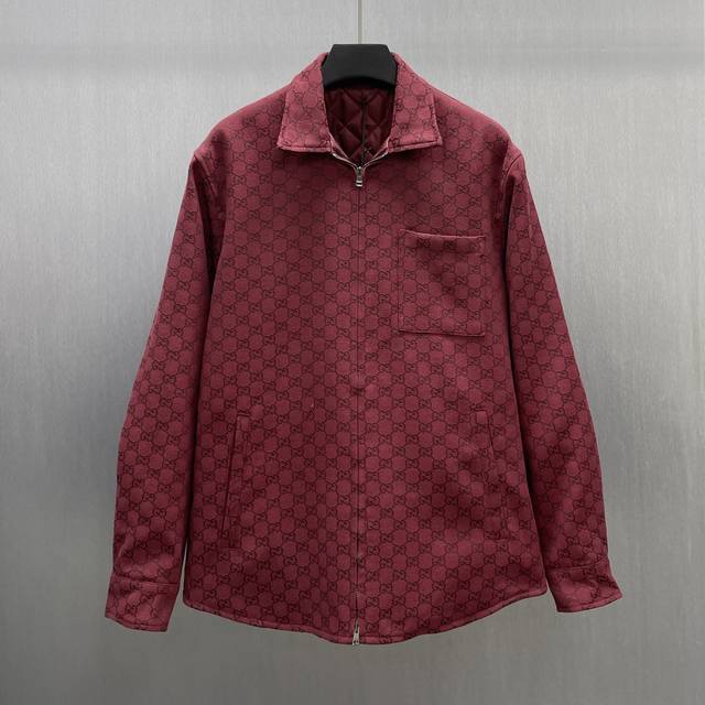 Gg Canvas Zip-Up Jacket Size: S-XL In this collection, the signature Gg pattern