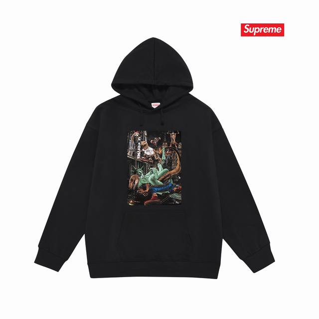 款号 S2125 #毛圈 加绒 Supreme 23Ss T-Rex Tee 暴龙城市大战自由女神雕像 连帽卫衣 采用400克大毛圈430克银狐绒 落肩大版型