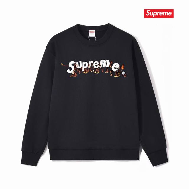 款号 S1038 #毛圈 加绒120 Supreme Week 8 Apes Tee 猿人徽标字母印花 圆领卫衣 采用400克大毛圈 落肩大版型 面料 质感柔软
