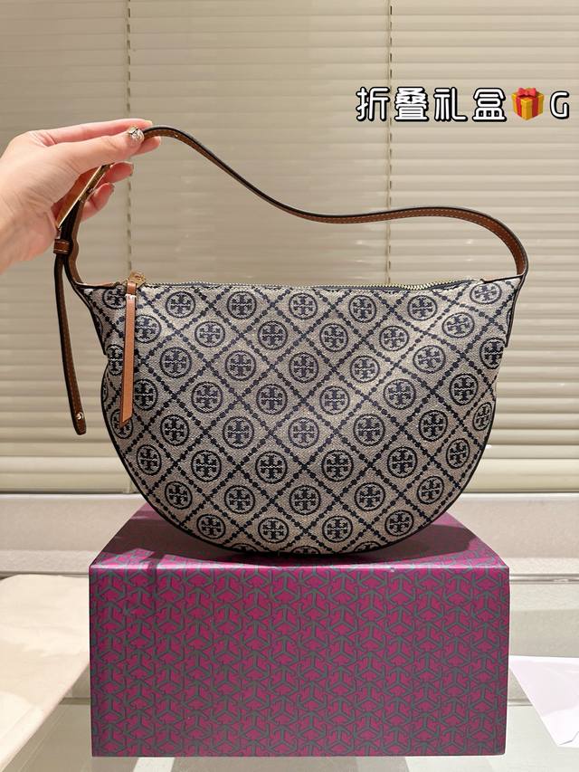 Tory Burch boutique style, new monogram Hobo bag, classic navy blue logo, more e