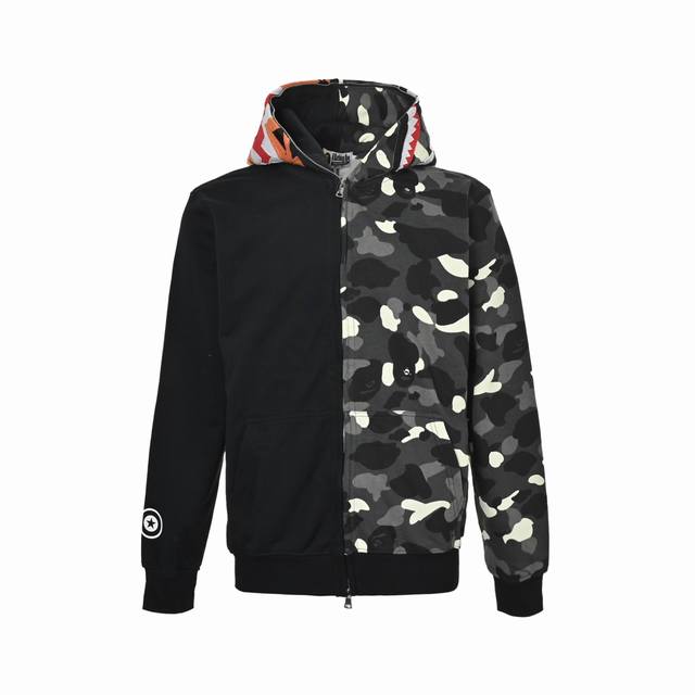 Bape Single-Hooded Shark Zip-Up Hooded Jacket Colors: Black, White Size: S-XL DD