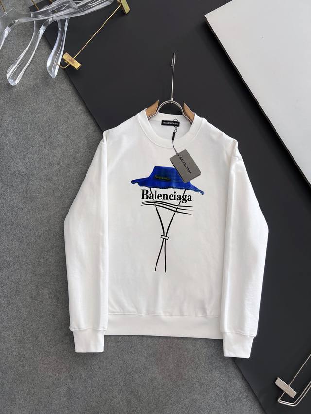 Balenciaga 巴黎世家 25新款印花套头圆领卫衣，定制410克同缸染面料，手感非常舒服，秋冬最新砖柜同步，潮流微阔男女同款经典版型，时尚又个性，超级百搭
