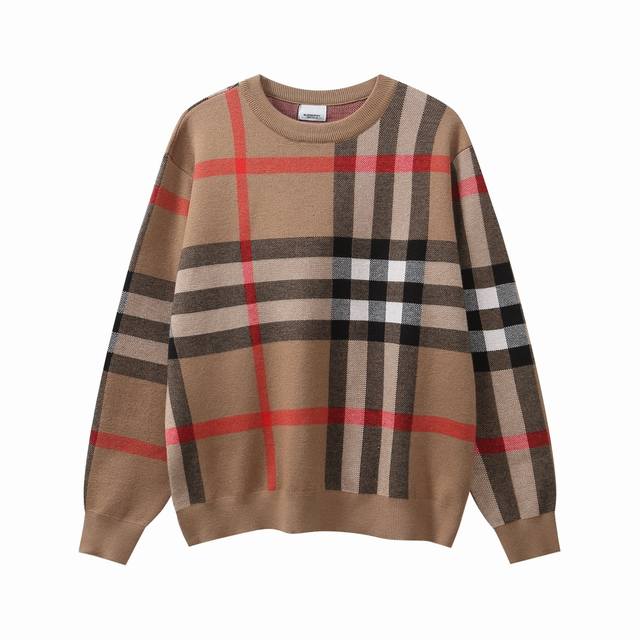 High-quality Burberry 2024 Winter New Crew Neck Sweater, Classic Check Jacquard
