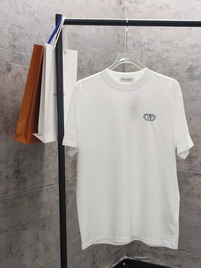 Valentino Spring/Summer New Logo Embroidered T-Shirt Custom 280g 32-count pure c