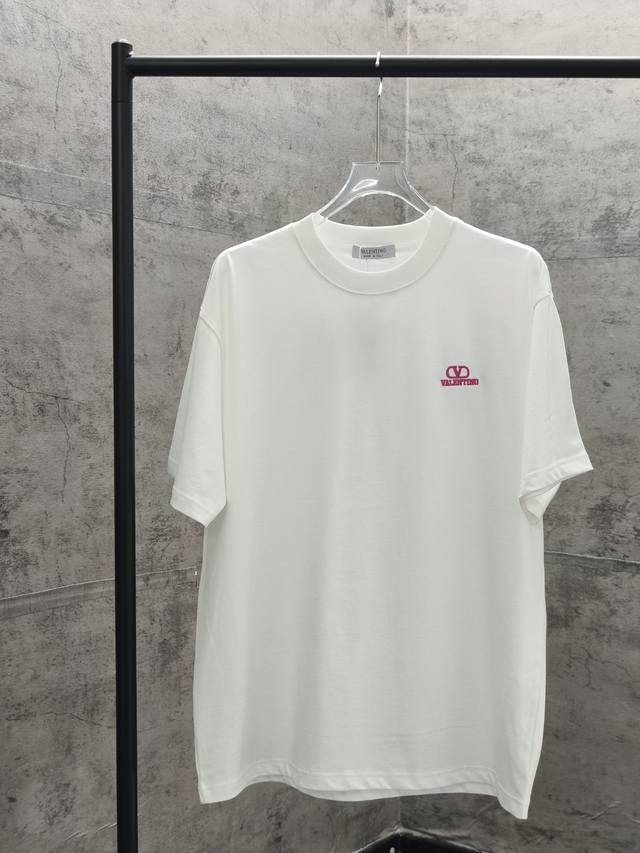 Valentino Spring/Summer New Logo Embroidered T-Shirt Custom 280g 32-count pure c