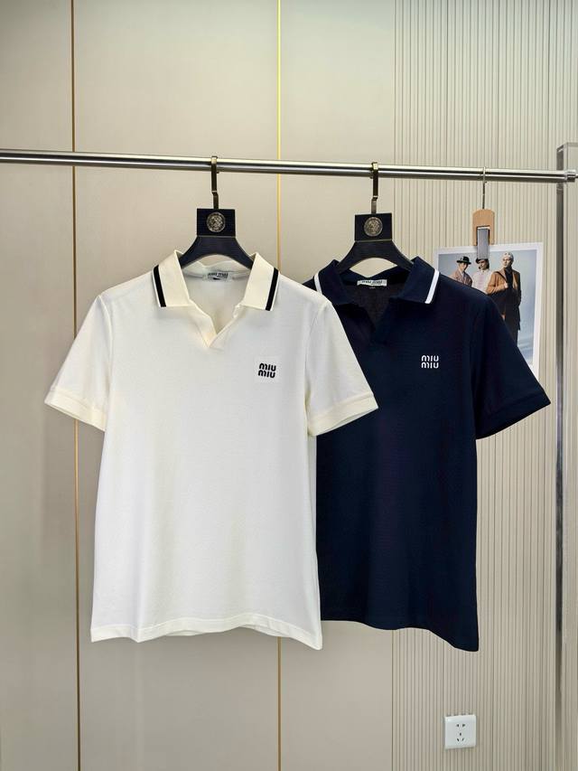 Miumiu. 2026 Spring/Summer New Arrival Original Men's Polo Shirt, Short Sleeve T