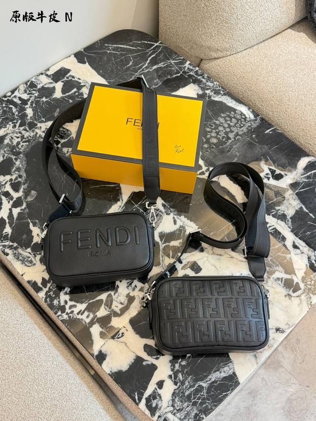 Fendi Leather Camera Bag This Fendi monogram camera bag features a black and gre