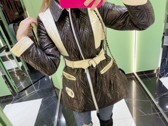特价 Gg 秋冬新款拼色收腰棉服外套 码数：S 1.M 2.L 1