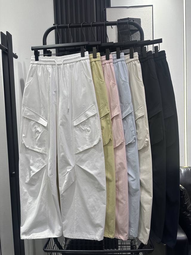 Balenciaga New Style Double Pocket Flap Casual Pants, American Retro High-Waiste