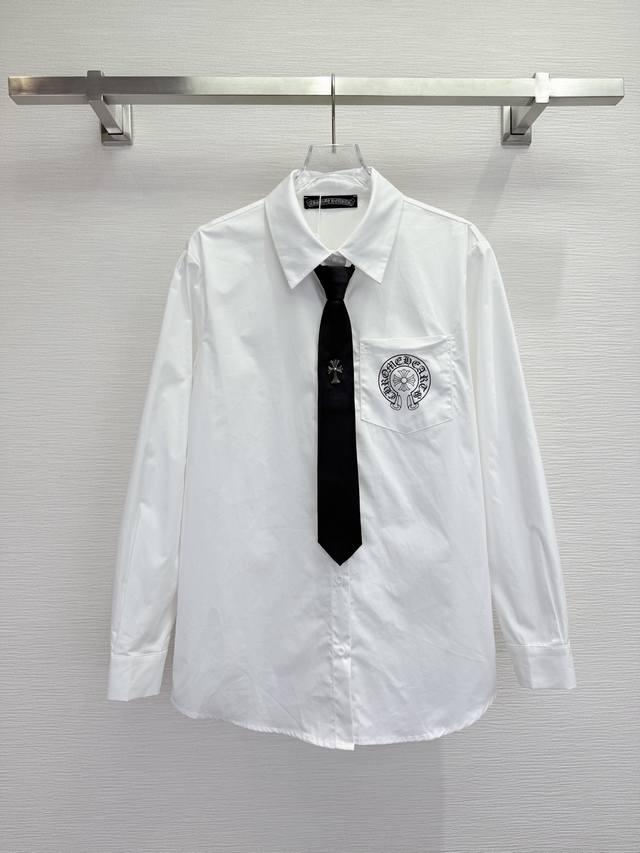 Chromeheart* 25Ss New Chrome Long-Sleeve Shirt with Pattern Print and Tie, Basic