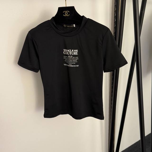 Style No. 20260972 Versac* New Letter Print Slim Fit Short Sleeve T-Shirt, Black