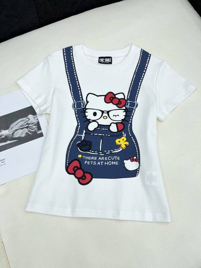 Hot Selling Item Spring/Summer New Designer Niche | 2026 New Kitty Print T-Shirt
