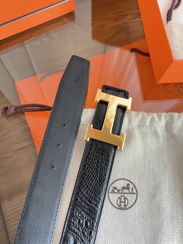 3.8Cm Hermes men's crocodile skin bag, shipped directly from the factory. Purely