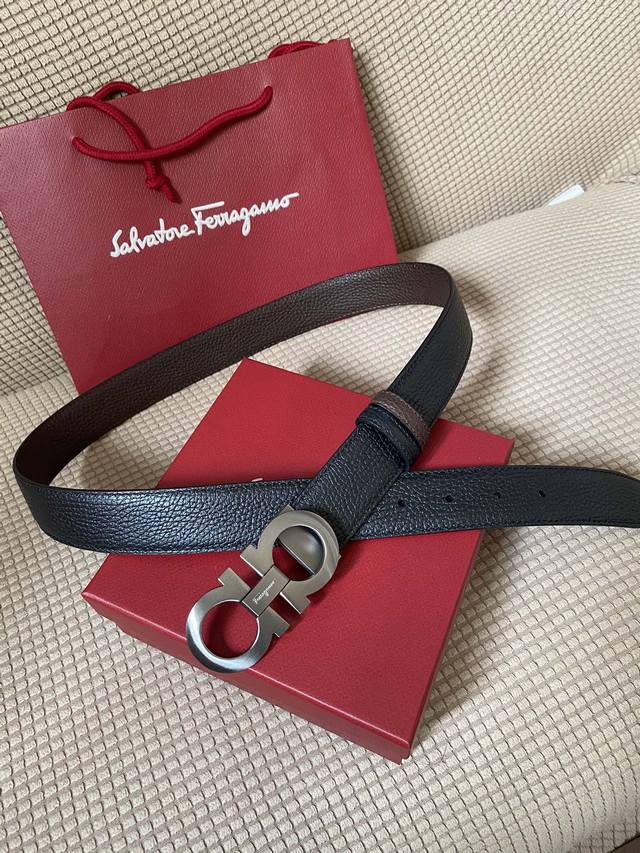 Comes with full packaging box Ferragamo double-sided cowhide genuine standard le