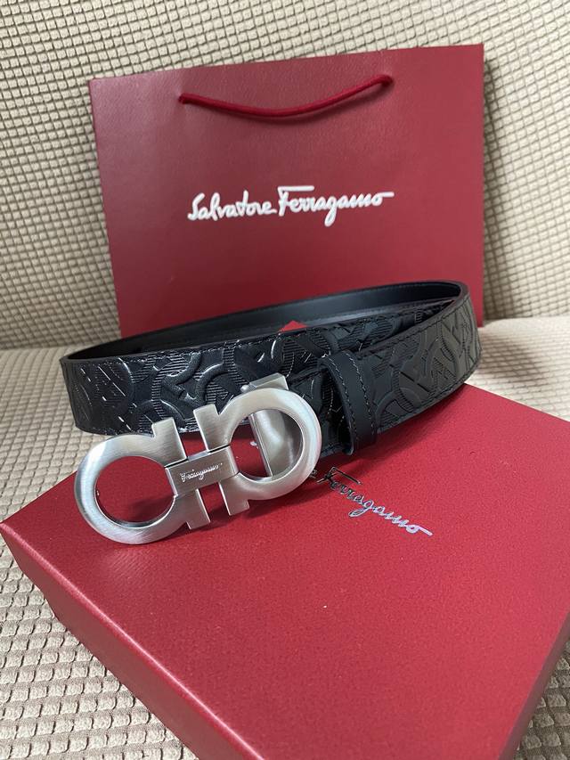 Comes with full packaging box Ferragamo double-sided cowhide genuine standard le