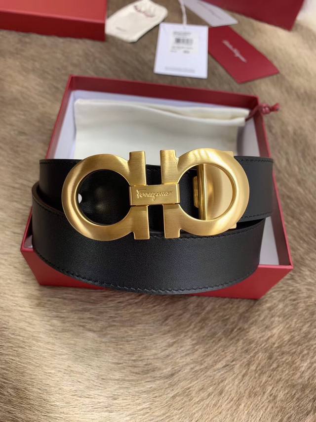 Comes with boutique packaging, Ferragamo haute couture men's leather belt, 3.5cm