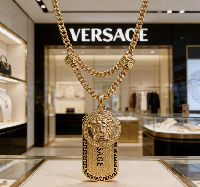 高品质范思哲项链美杜莎头像原单货专柜新款开模复古潮流时尚必备 男女均可佩戴 情侣款同款 摇滚朋克泰银风格 复古元素 潮流百搭 官网同款项链最新款链条档次更高明星