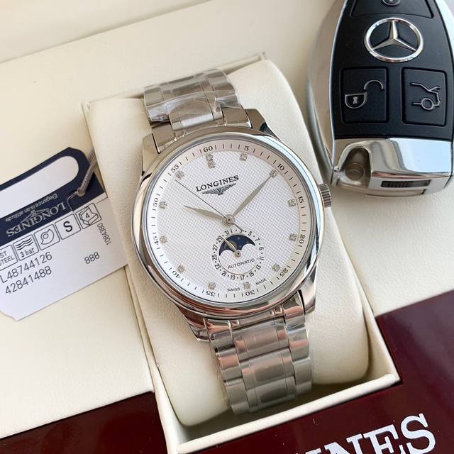Gold +20 Longines Master Collection Moon Phase Three-Hand Men's Watch, Automatic