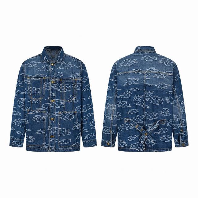 Louis Vuitton Ss25 Lv Cloud Embroidery Denim Jacket Fabric: 12.5 ounces denim co