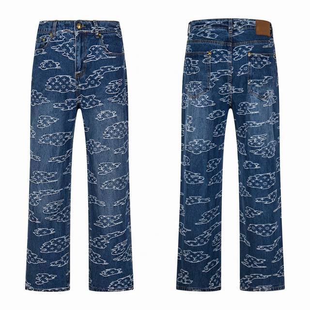 Louis Vuitton Ss25 Lv Cloud Embroidery Denim Pants Set Fabric: 12.5 ounces denim