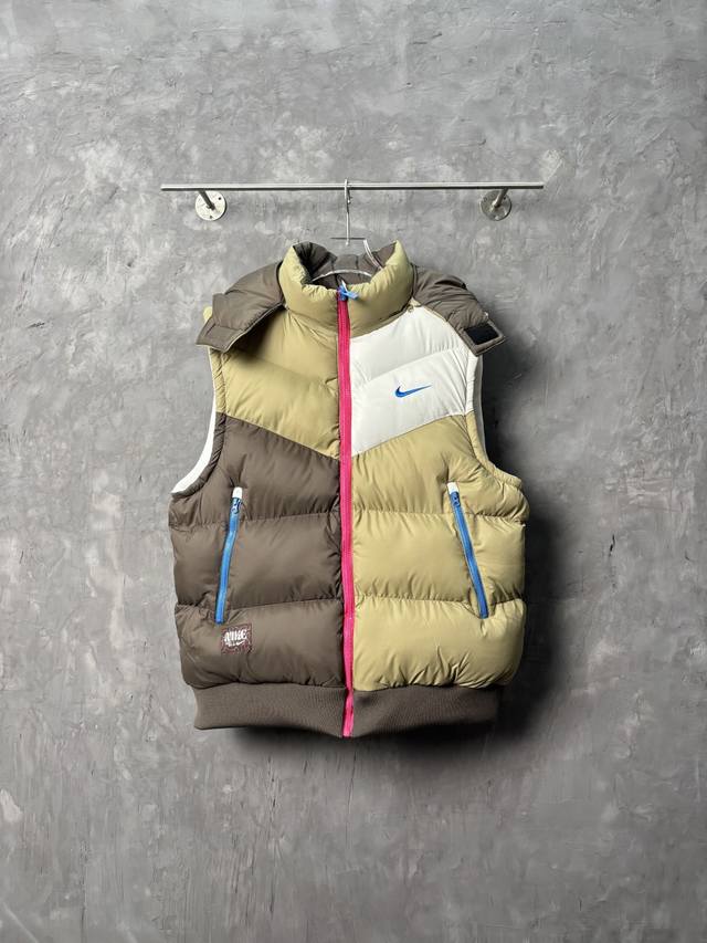 10683# ~ Nike Classic Stand Collar Sport Color Block Casual Windproof Warm Stand