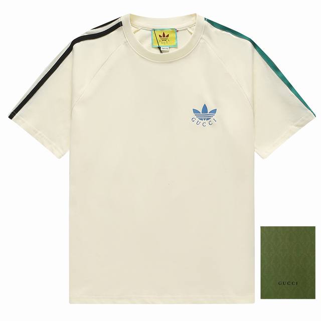 Adidas X Gucci Collaboration Hot New Trefoil Logo Short-Sleeve T-Shirt Made with