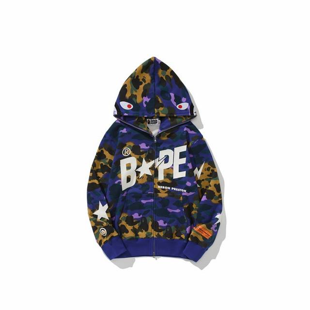 Bape x HP Collaboration Shark Head Star Camouflage Sweatshirt M~3XL DDD