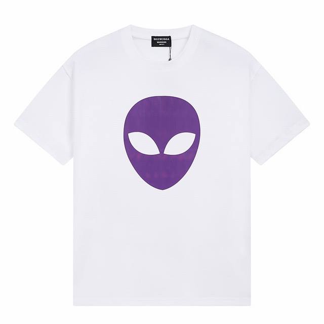 W519# Balenciaga Alien Print Short-Sleeve T-Shirt Loose Fit Made with 260g Combe