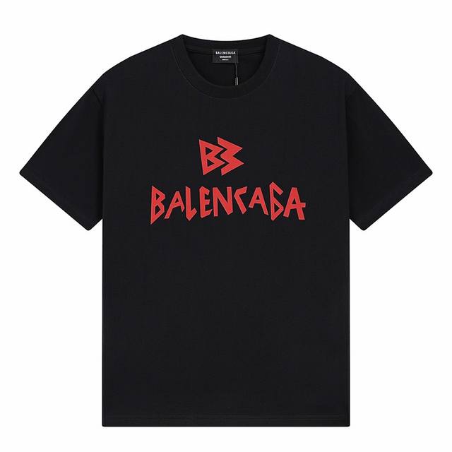 W518# Balenciaga Retro Letter Print Short-Sleeve T-Shirt Loose Fit Made with 260