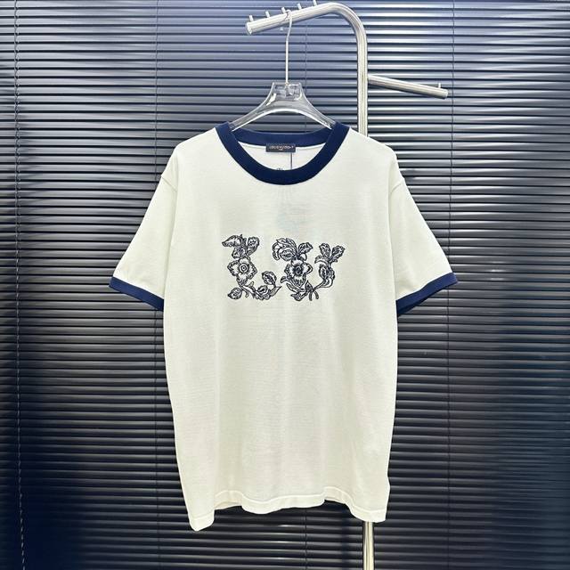 Style: Louis Vuitton Hand-painted Floral Logo Knit Short-Sleeve T-Shirt Sizes: M