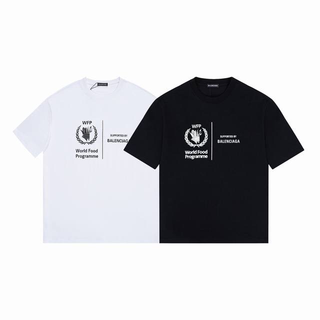 W583# Balenciaga巴黎世家粮食慈善印花短袖 宽松版型 采用260克精梳棉双纱 从面料到辅料全部三标齐全跟足Zp 进口松井公司浆料印花绝不开裂 整件