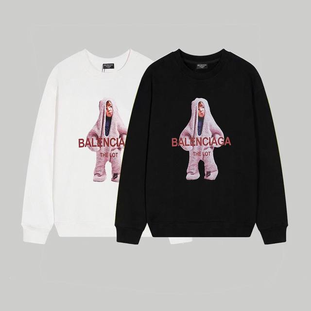 W119# Balenciaga巴黎世家经典小孩印花圆领卫衣！ 宽松版型 采用380克双股大毛圈面料 从面料到辅料全重磅 百搭情侣款圆领卫衣！定制1*1螺纹 质