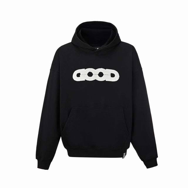 款号447 加绒款 Goodbrand 新款毛巾绣地图图案字母卫衣休闲款卫衣 颜色:黑色 尺码:S、M、L、Xl