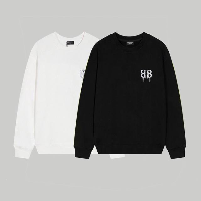 W149# Balenciaga巴黎世家复古做旧流体字母印花圆领卫衣！ 宽松版型 采用380克双股大毛圈面料 从面料到辅料全重磅 百搭情侣款圆领卫衣！定制1*1