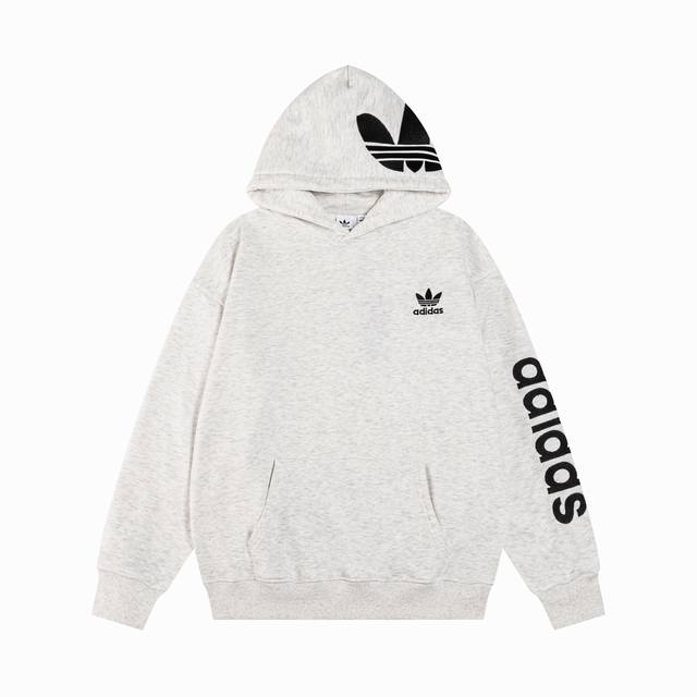 Adidas Embroidered Letter Trefoil Fleece Hooded Sweatshirt, New Official Limited