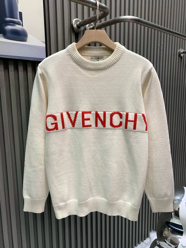 Givenchy 25Fw Classic Square Logo Jacquard Sweater Made with imported knitting m