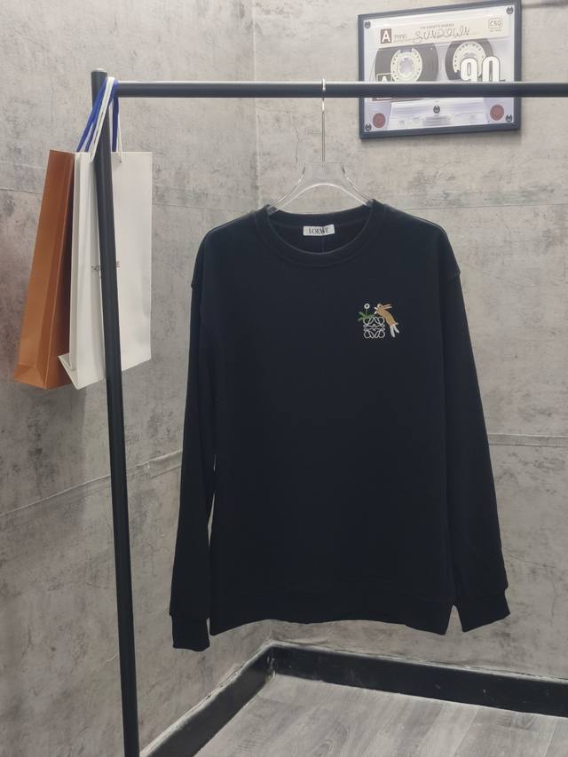 Loewe* Autumn/Winter Embroidered Floral Bunny Sweatshirt Made with custom 420g h