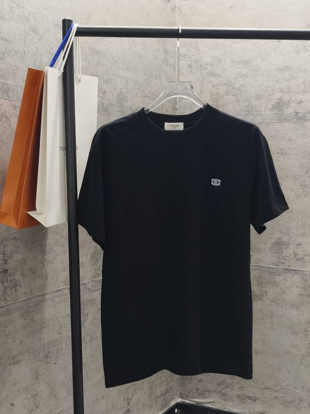 Celine Spring/Summer New Logo Embroidered T-Shirt Custom 280g 32-count pure cott