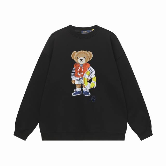 229 # 长期现货 Ralphlauren 拉夫劳伦2025秋冬新款小熊字母印花 420G重磅大毛圈卫衣 拉夫劳伦减龄单品，大衣面料采用85%棉15%涤，既保