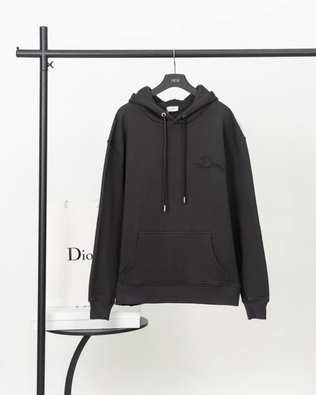 Top-tier version. Official website quality. Dior Ribbon logo hoodie. Fabric: 26-