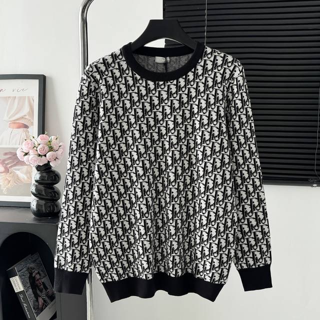 Style Number: M81 Dior all-over print crew neck sweater, latest autumn/winter st