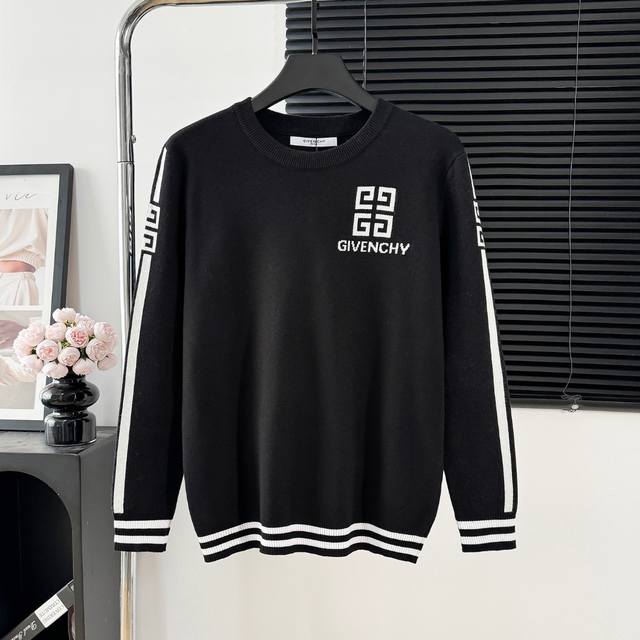 Style Number: M109 Givenchy Jacquard Logo Crew Neck Sweater High-quality Italian